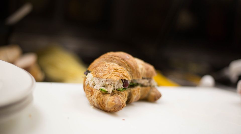 Pastries and coffee on the counter